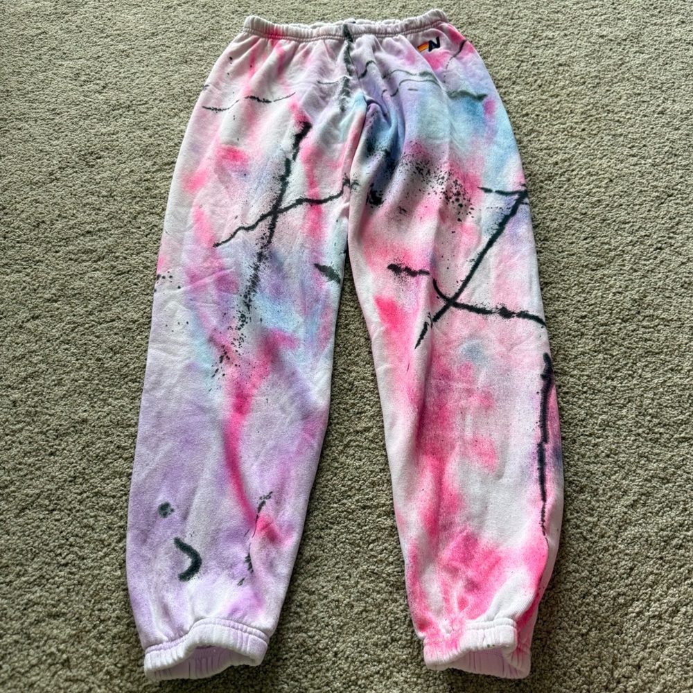 RARE Aviator Nation Pink Blue Purple Tie-Dye Pants